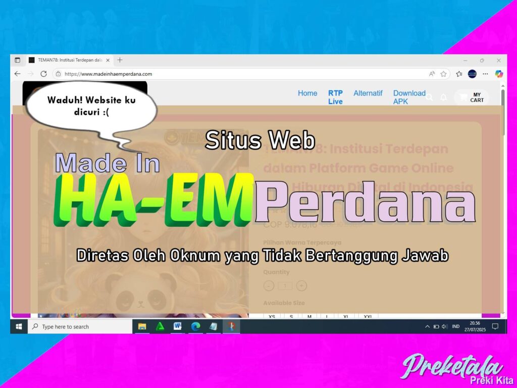 Situs Web Made In HA EM Perdana Diretas Oleh Oknum yang Tidak Bertanggung Jawab