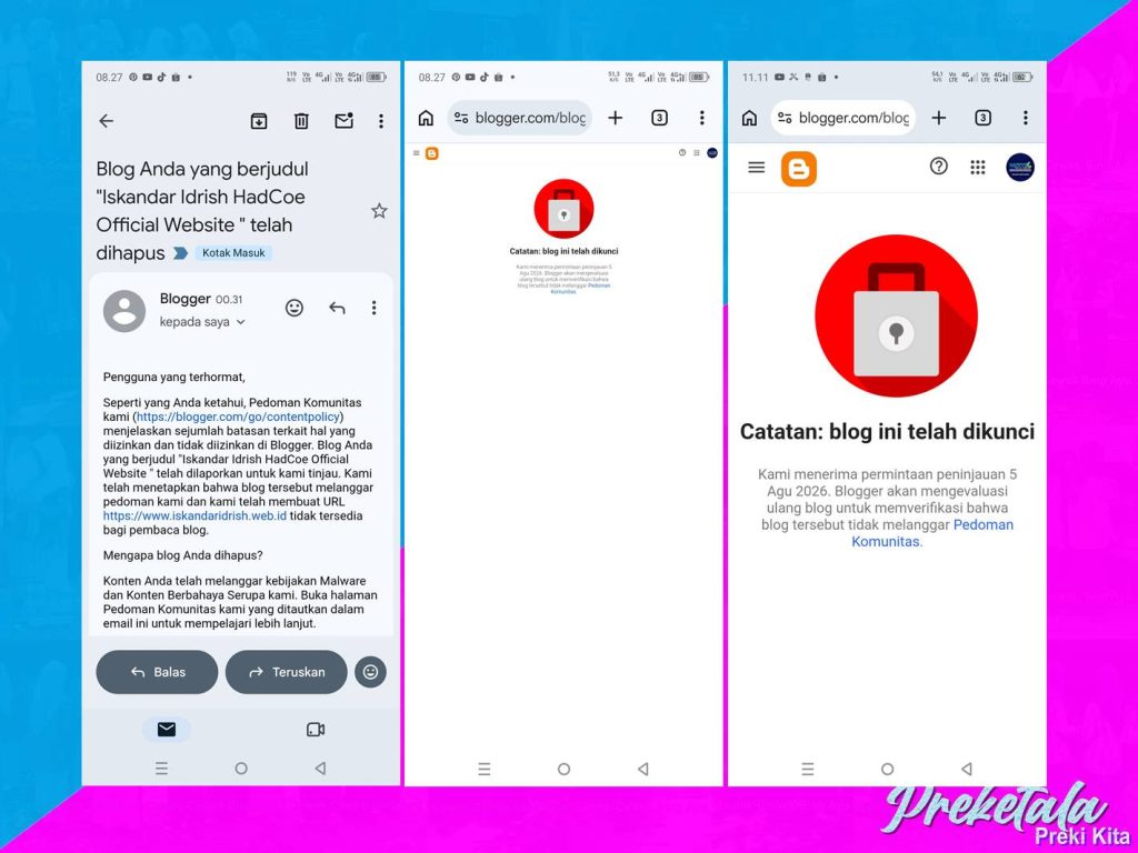 Ini Alasan Mengapa Blog Resmi Iskandar Idrish HadCoe Telah Dihapus Oleh Pihak Blogger